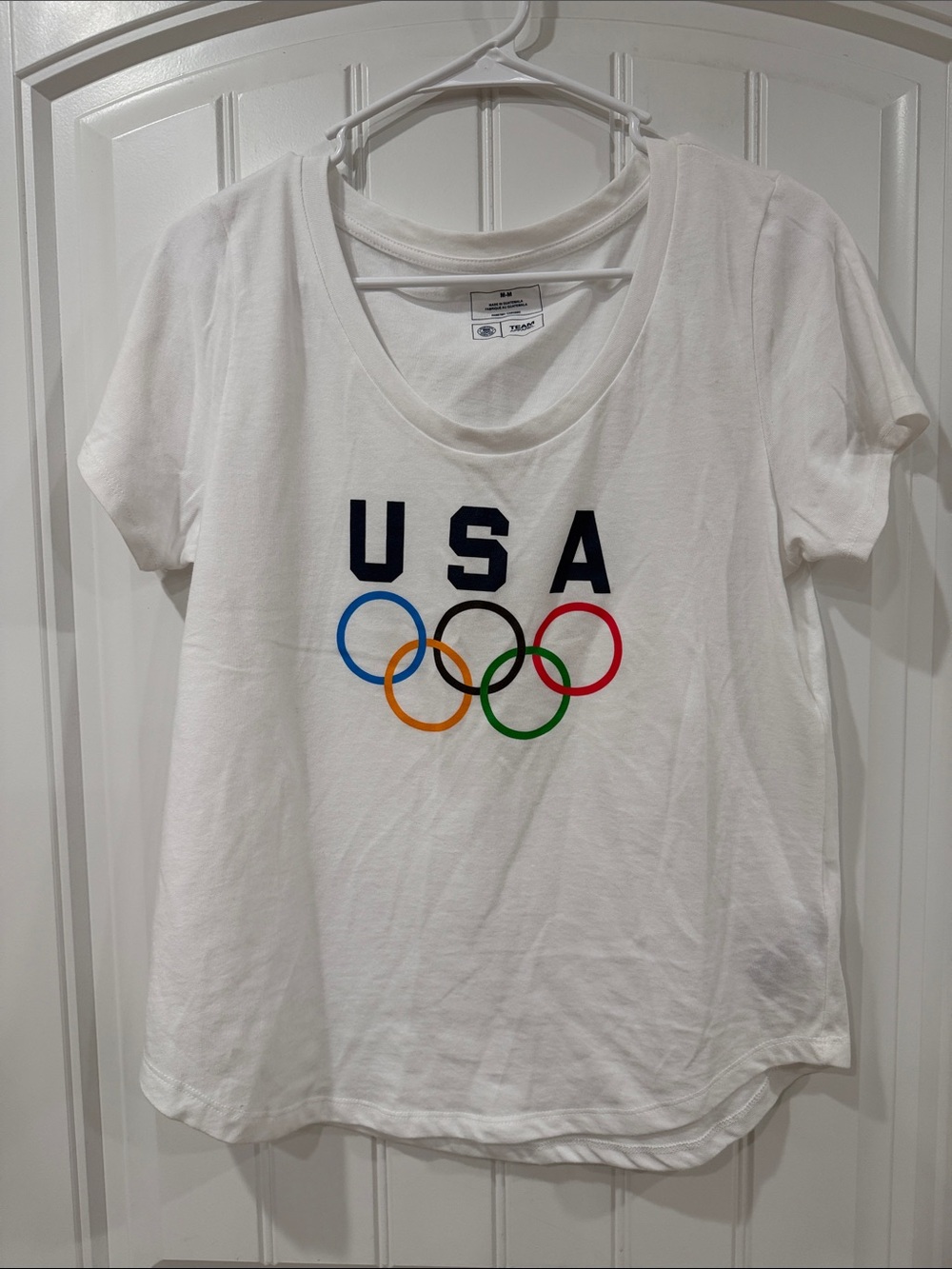NWOT USA Olympic Rings White Crewneck Tee